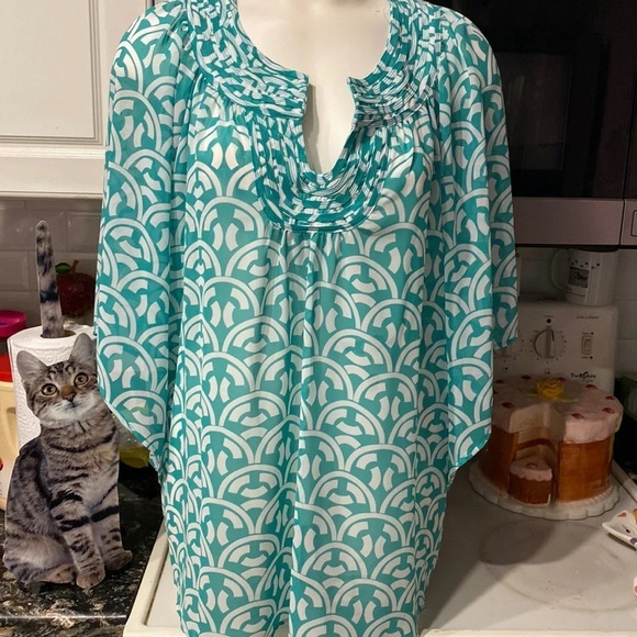 C womens Charter Club flare 3/4 sleeve plus size blouse 2x. EUC - Picture 1 of 4